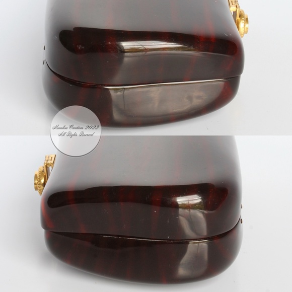 Saks Fifth Avenue Evening Bag Minaudière Clutch or Crossbody Polished Resin Rare - Picture 10 of 13